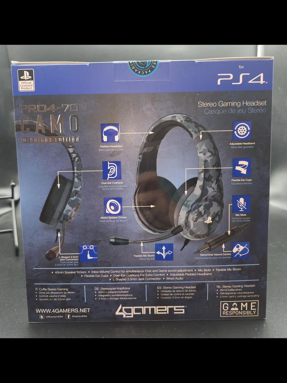 PRO4-70 Camo Midnight Edition Stereo Gaming Headset for PS4, New In Box